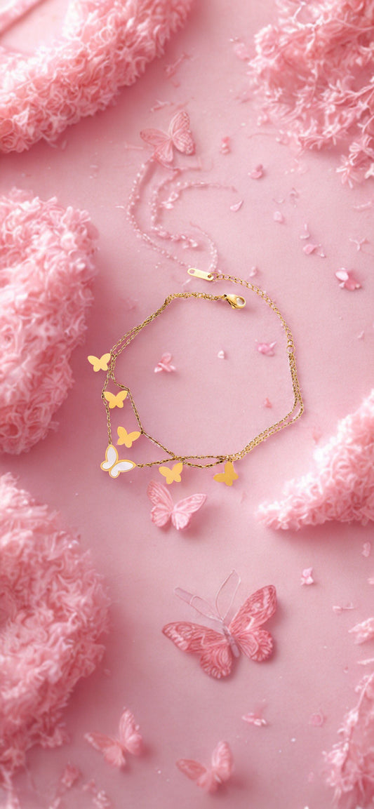 Double layer Chain Butterfly Anklet